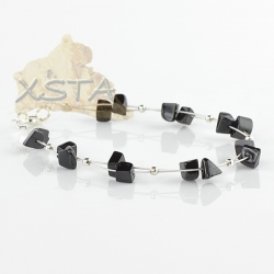 Black polished amber bracelet with wire Black polished amber bracelet with wire